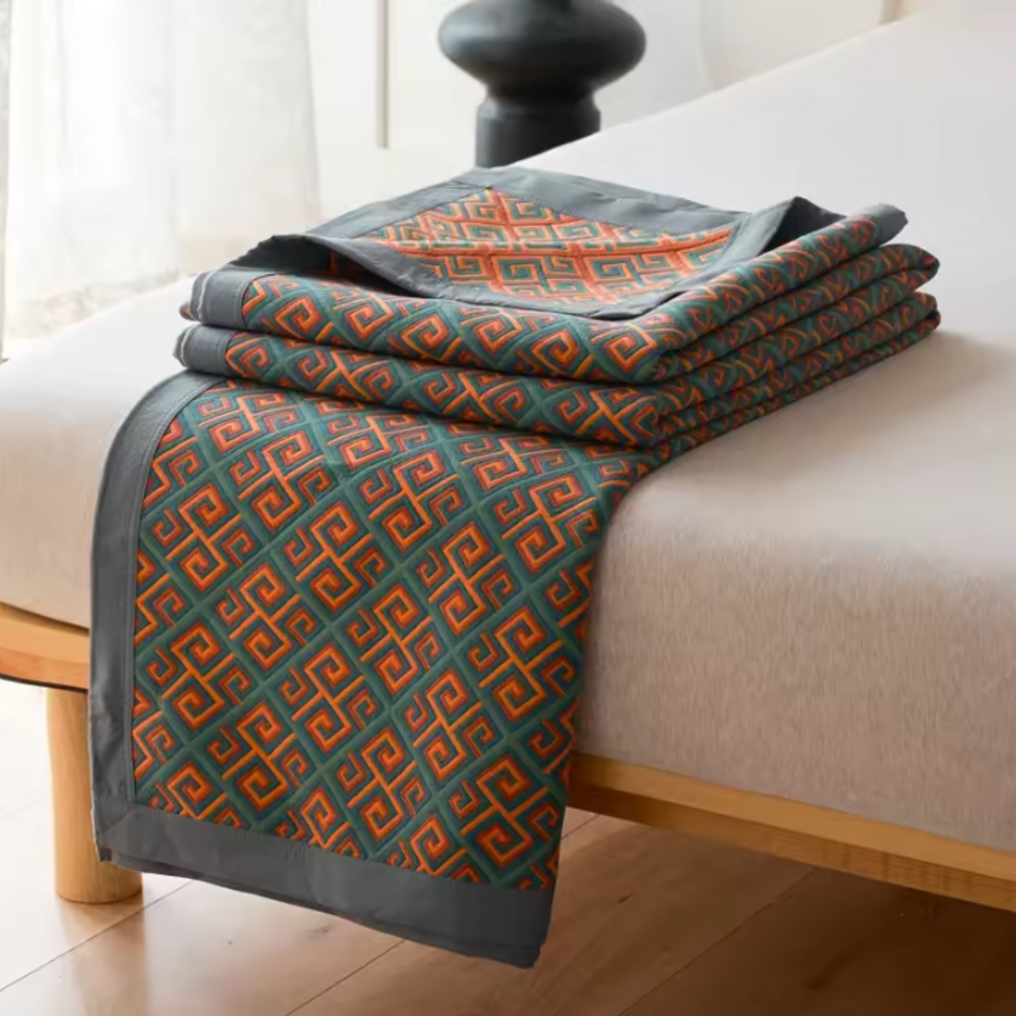 Aesthetic Multi - layer Summer 100% Cotton Bedspread, Woven Lounge Throw Knitted Blanket