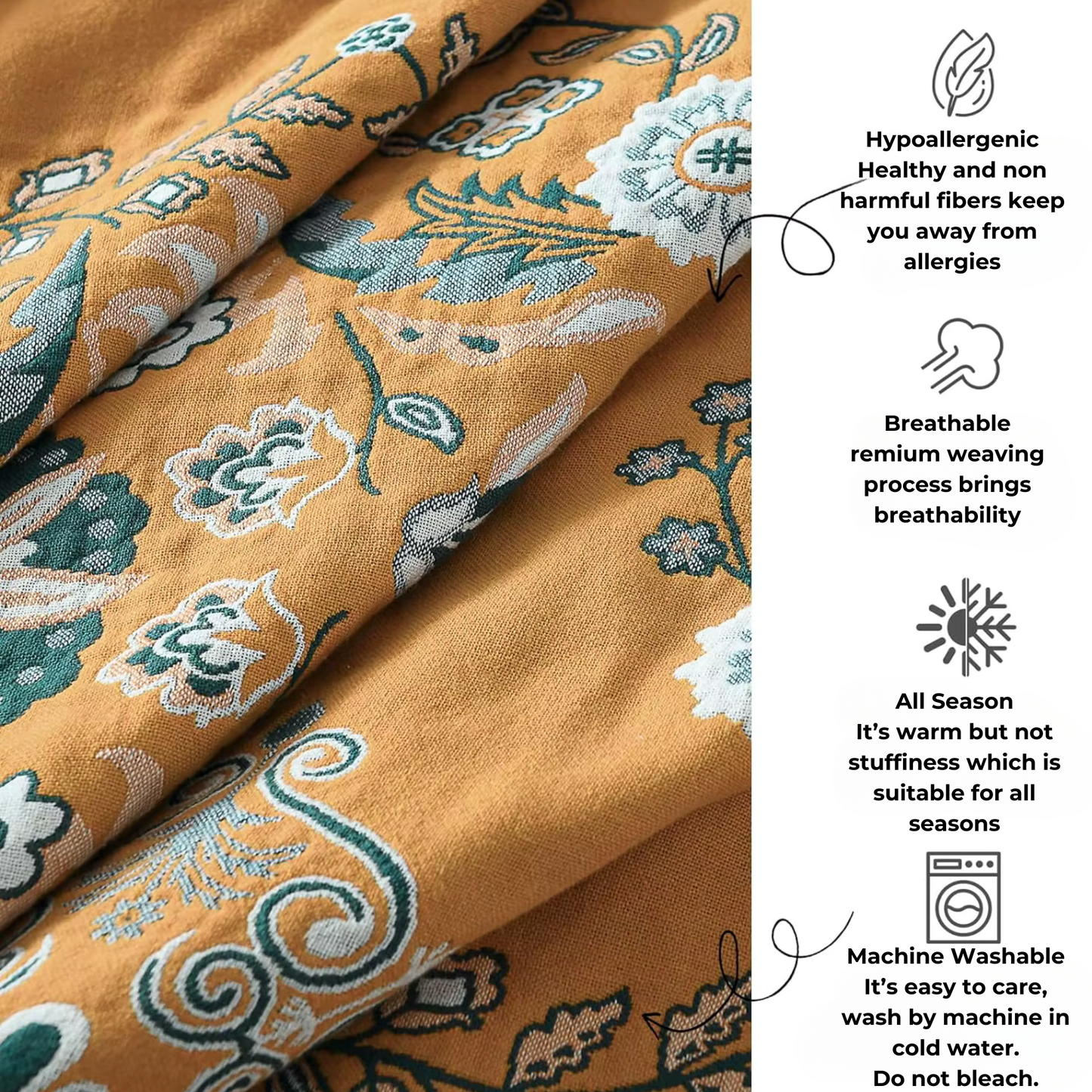 Boho Sofa Towel, Double side Bohemian yarn Summer Cozy Bed Blanket, Soft Cotton Blanket, Multi-layer Four Seasons Coverlet