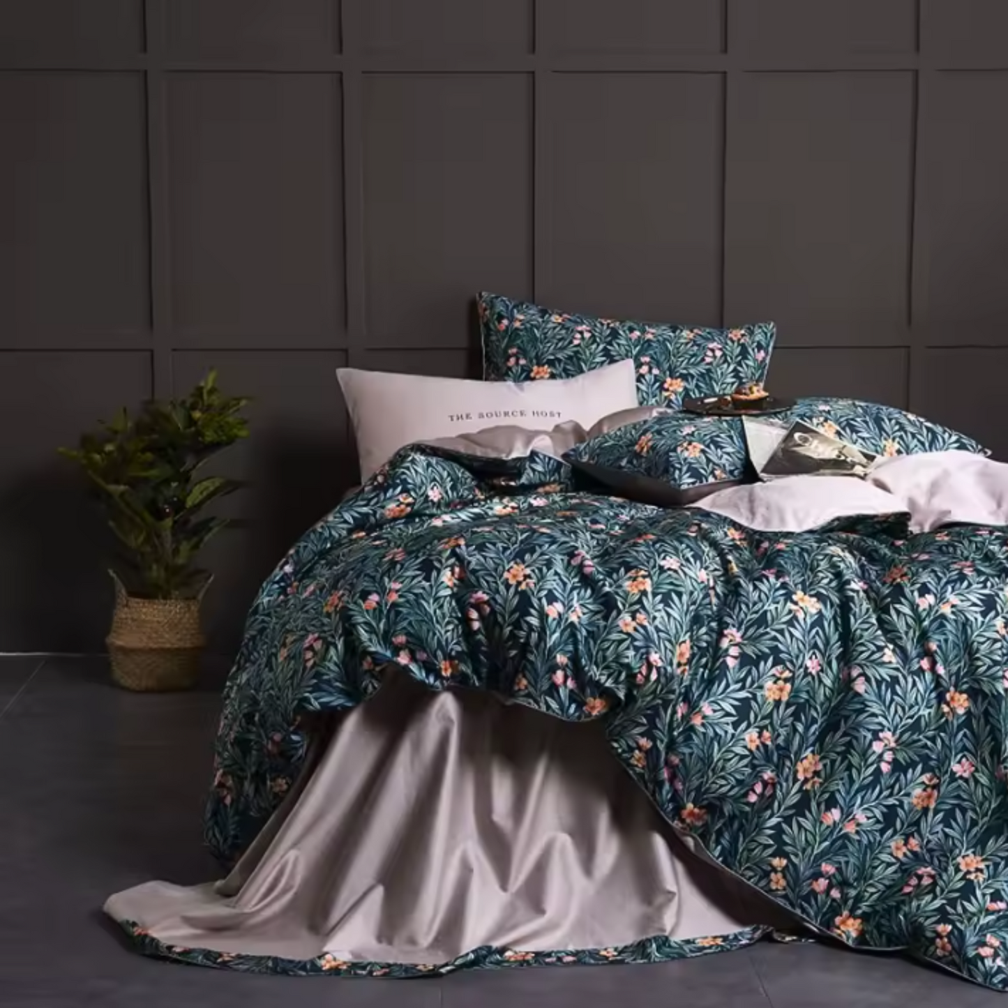 Aesthetic Floral 100% Cotton 4 PCS Duvet Cover, Double Size Sheet Flat or Fitted Sheet