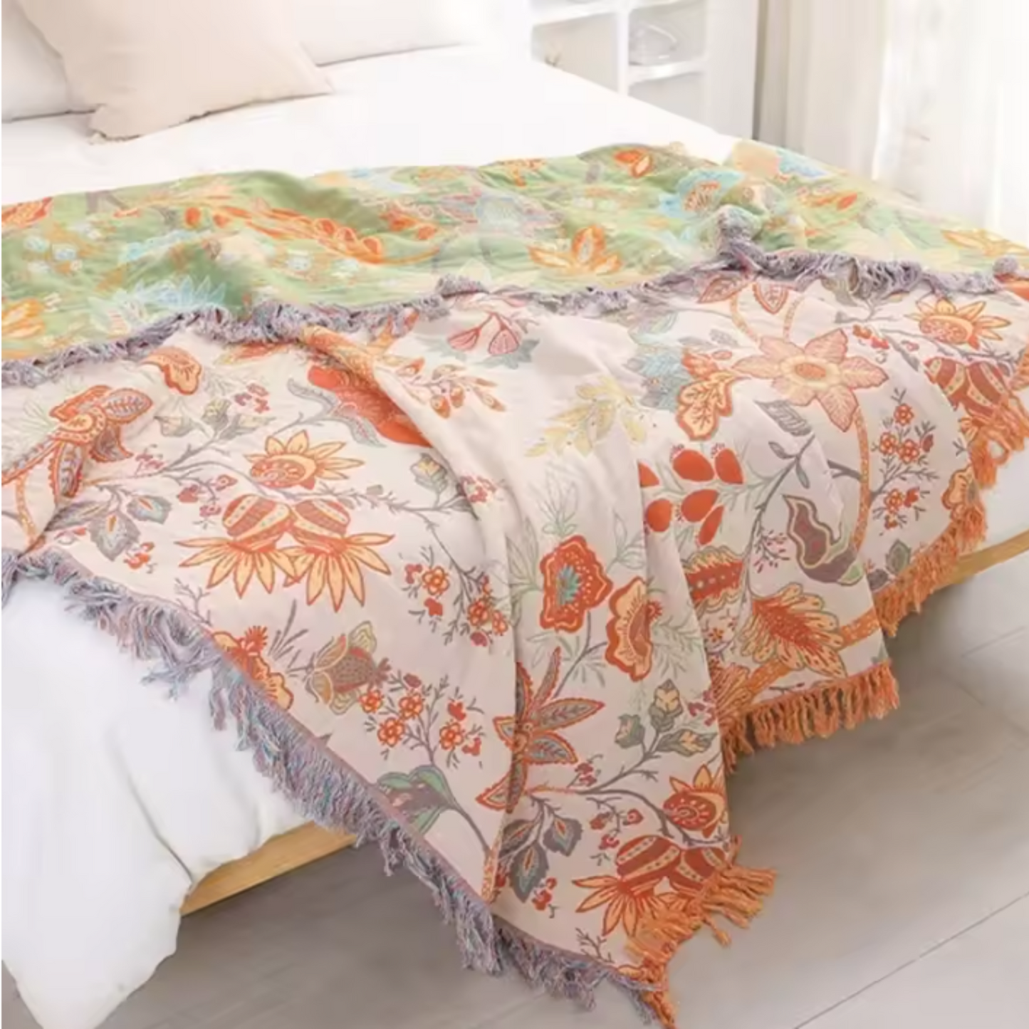 Embroidered Spring Gauze Breathable Bed Cover Cozy Blanket