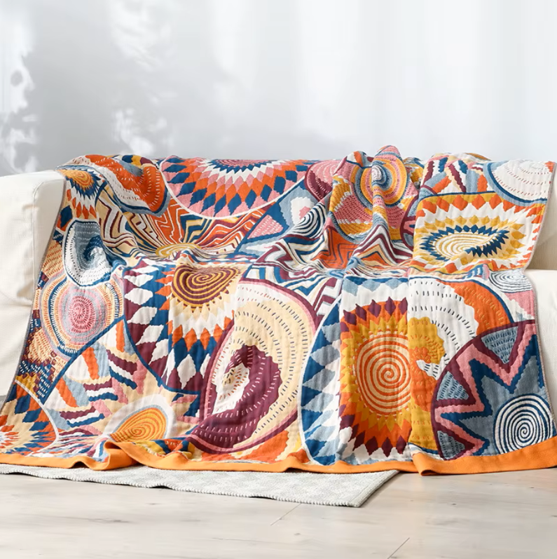 Summer Bed Cover Cozy Blanket, Cotton Muslin Gauze Soft Cuddle Bed Blanket, Anniversary Gift