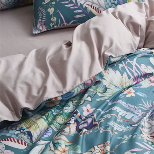 Jungle Wildlife Print 100% Cotton Full Double Size Queen King Duvet Covet Set