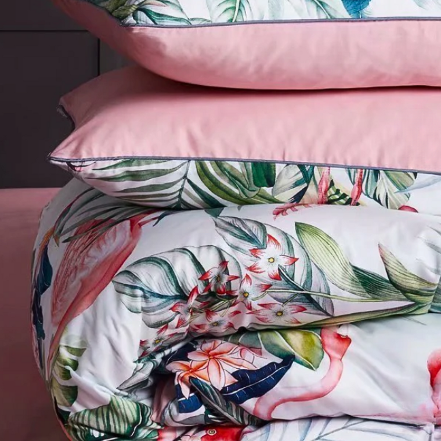 Flamingo Print 100% Cotton Full Double Size Queen King Duvet Covet Set