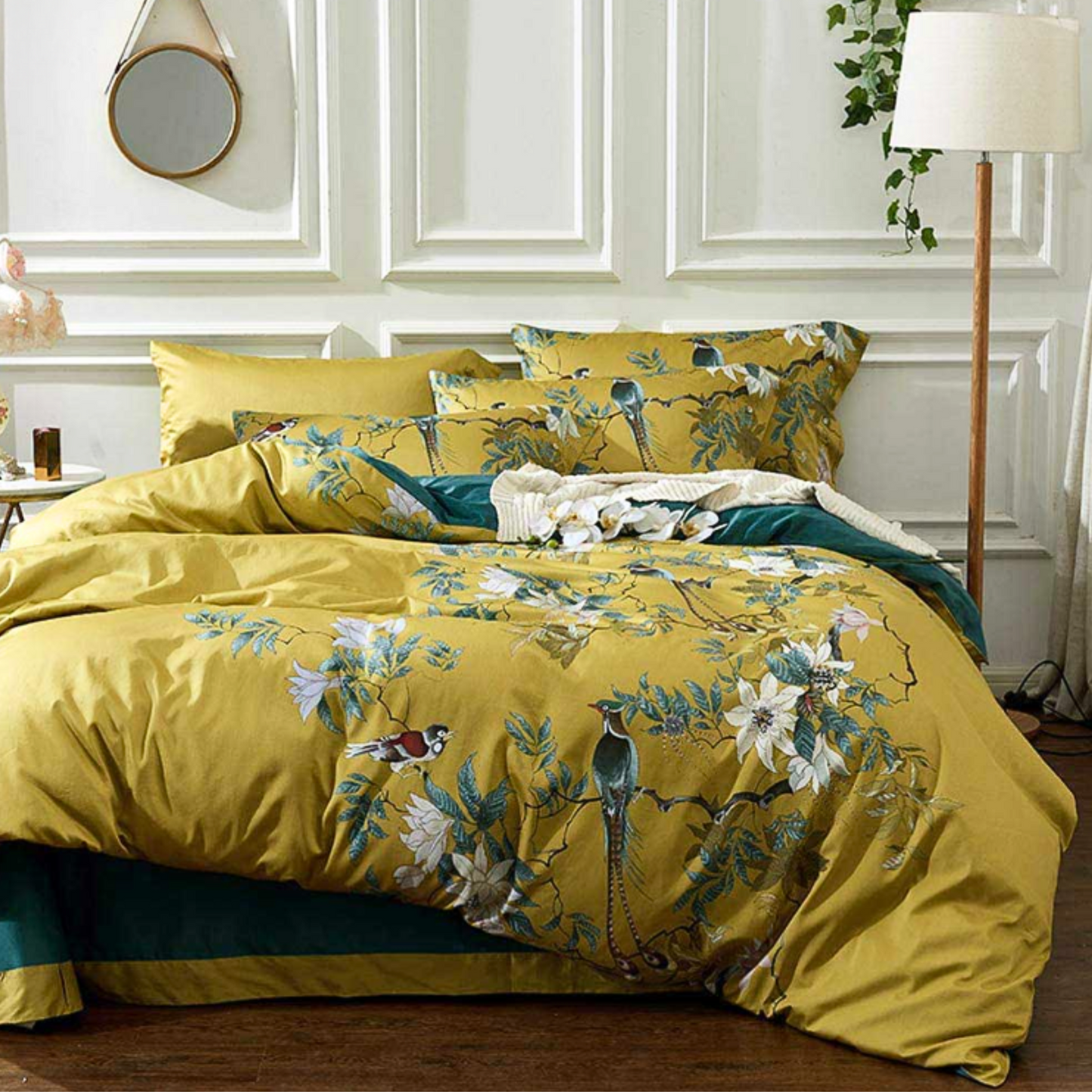 Yellow Bird Garden Duvet Cover 100% Egyptian Cotton