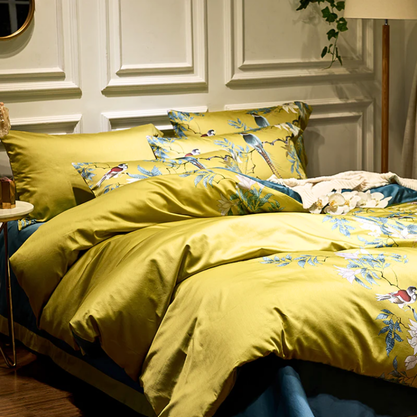 Yellow Bird Garden Duvet Cover 100% Egyptian Cotton