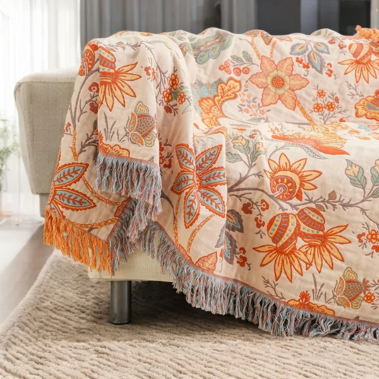 Embroidered Spring Gauze Breathable Bed Cover Cozy Blanket