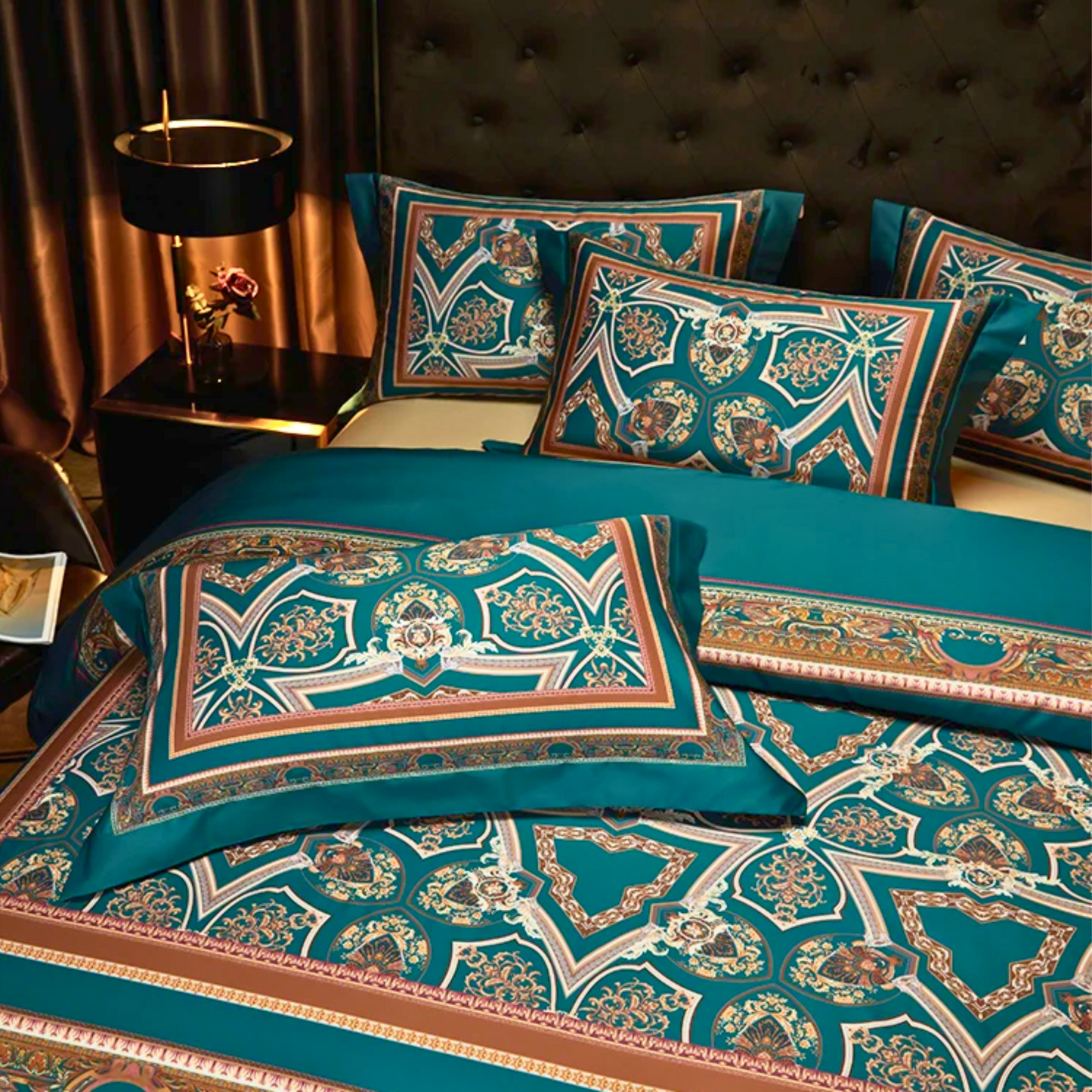 Royal Green 100% Cotton Full Double Size Queen King Duvet Covet Set