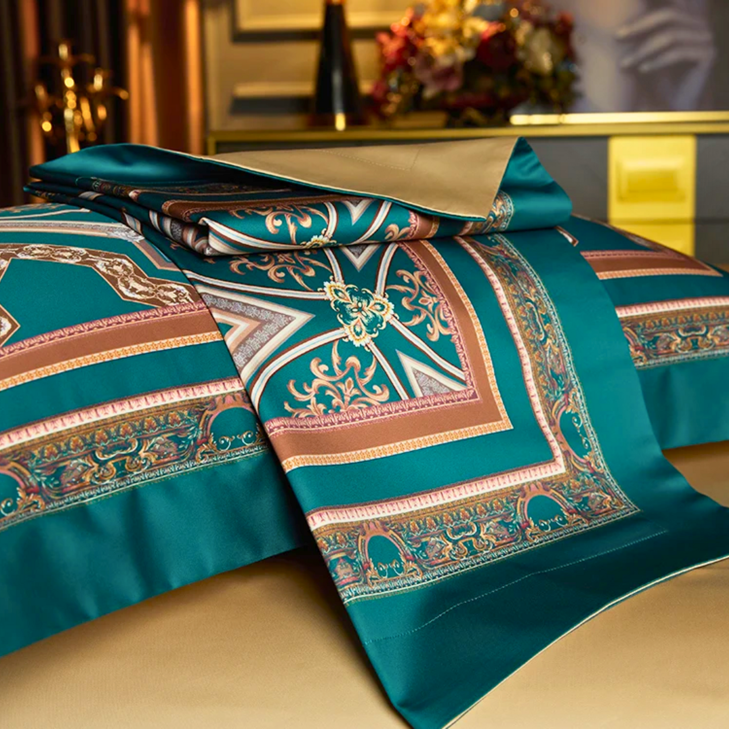 Royal Green 100% Cotton Full Double Size Queen King Duvet Covet Set