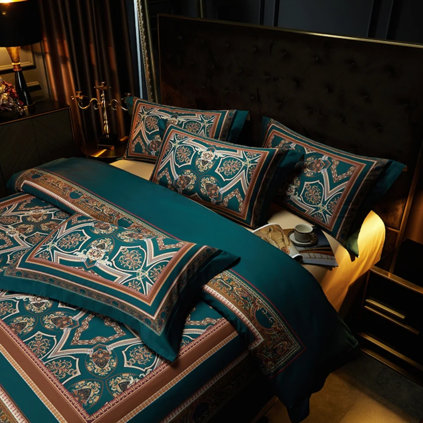 Royal Green 100% Cotton Full Double Size Queen King Duvet Covet Set