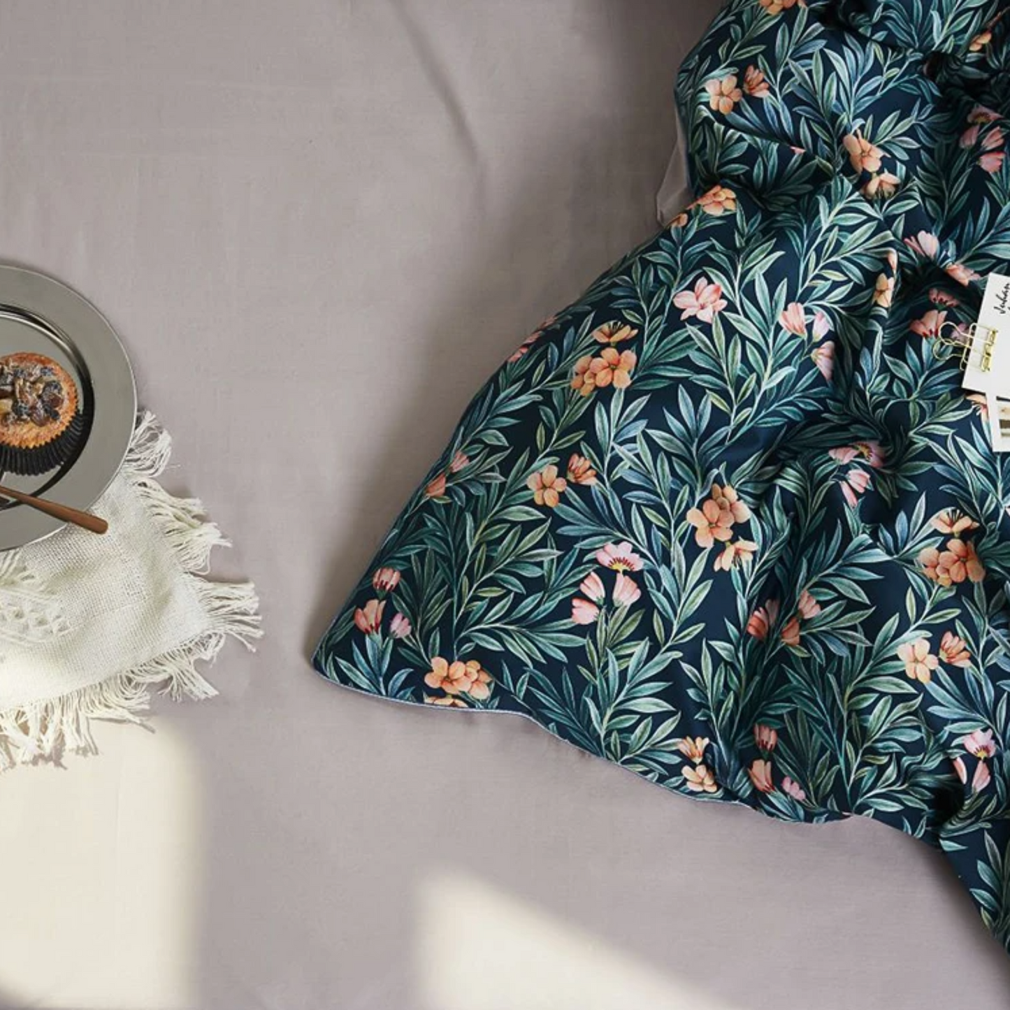 Aesthetic Floral 100% Cotton 4 PCS Duvet Cover, Double Size Sheet Flat or Fitted Sheet