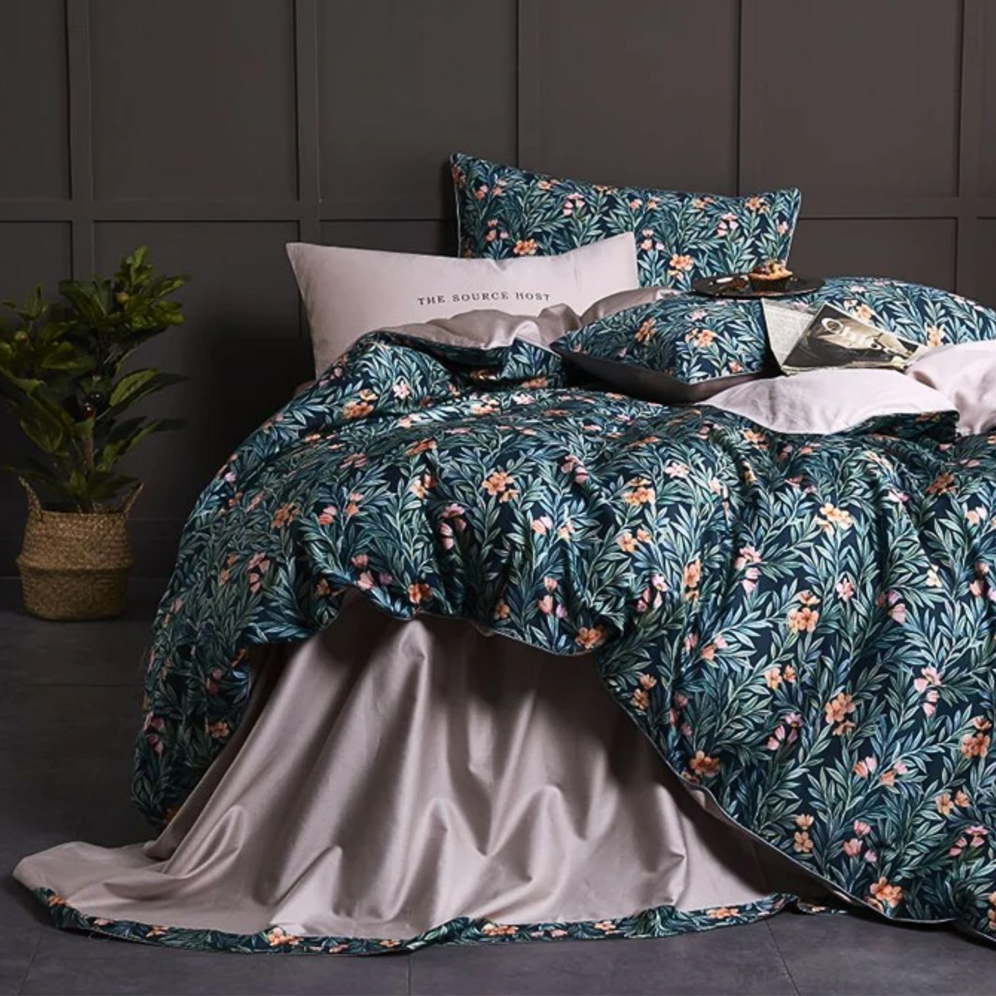 Aesthetic Floral 100% Cotton 4 PCS Duvet Cover, Double Size Sheet Flat or Fitted Sheet