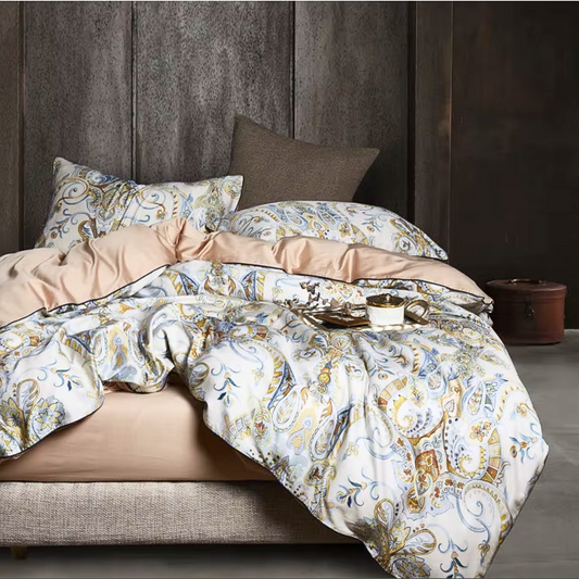 DeLux 4 PCS 100% Cotton Duvet Cover Full Queen King Bedding Set, Aesthetic Flat or Fitted