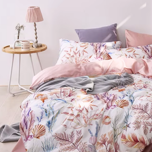 Marine Life Full Queen King Bedding Set, Double Size 100% Cotton Sheet Duvet Covet Set