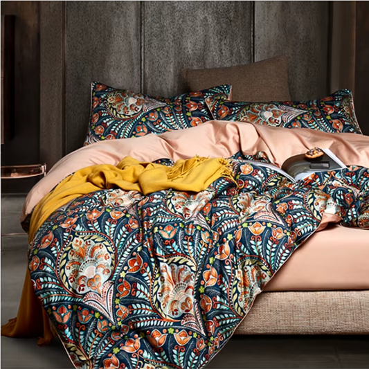 Aesthetic Flat or Fitted Full Queen King Bedding Set 100% Cotton Duvet Cover