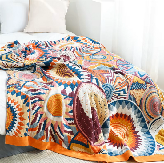 Summer Bed Cover Cozy Blanket, Cotton Muslin Gauze Soft Cuddle Bed Blanket, Anniversary Gift
