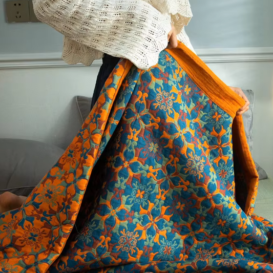 Knitted Multi-layer Bedding Cover, Double Side Aesthetic Summer 100% Cotton Bedspread