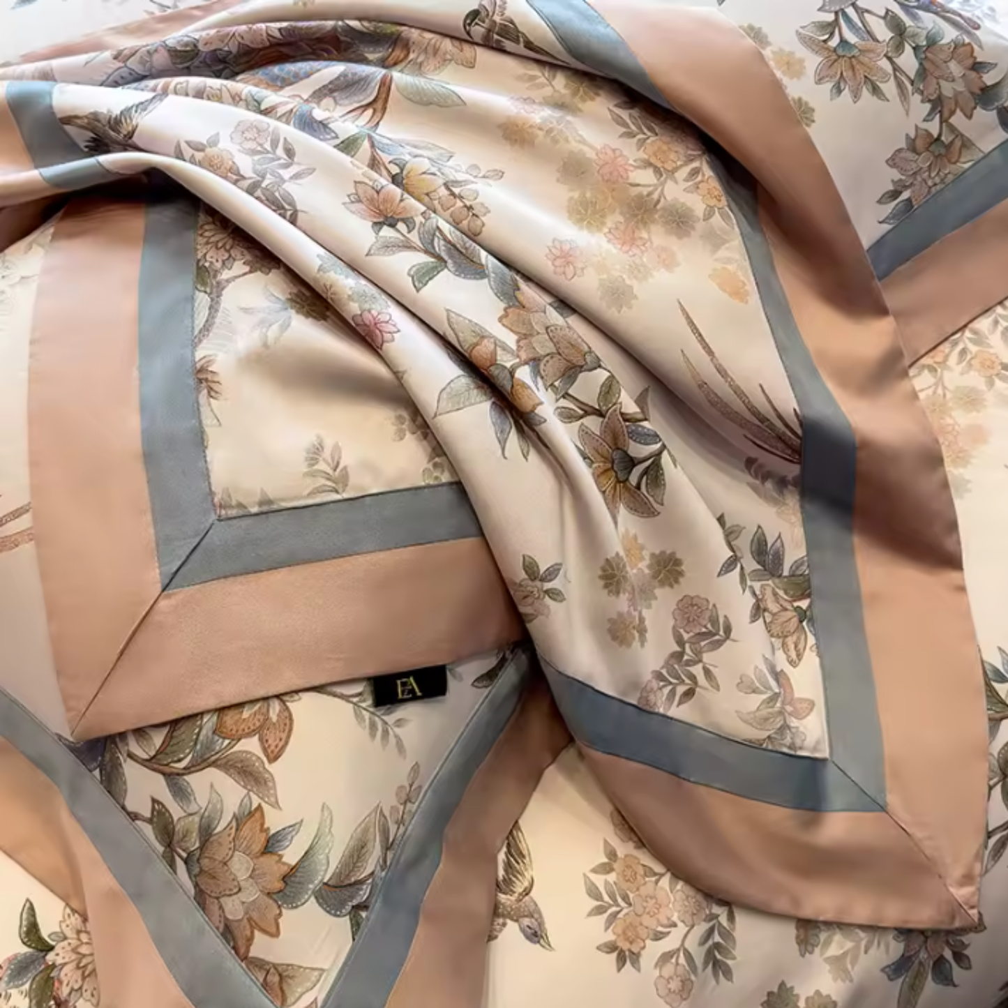 Premium 1000TC Soft 100% Cotton Flowers Style Double Size Bedding Set - 4pcs